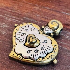 Brighton Wild Heart Gold and Silver Heart Pendant- no chain